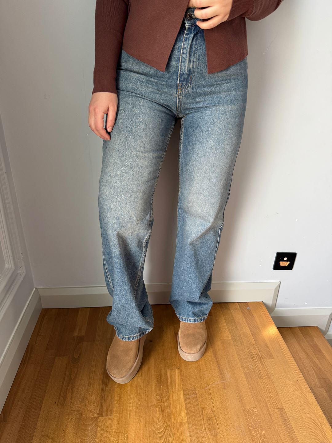 Mavi Eskitme Straight Jean