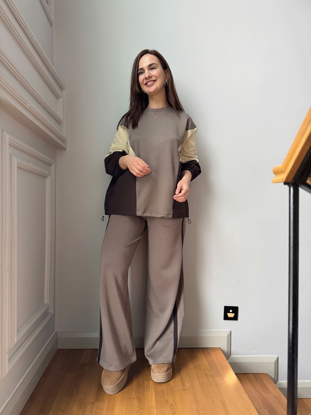 Vizon Garnili Sweat Eşofman Takım