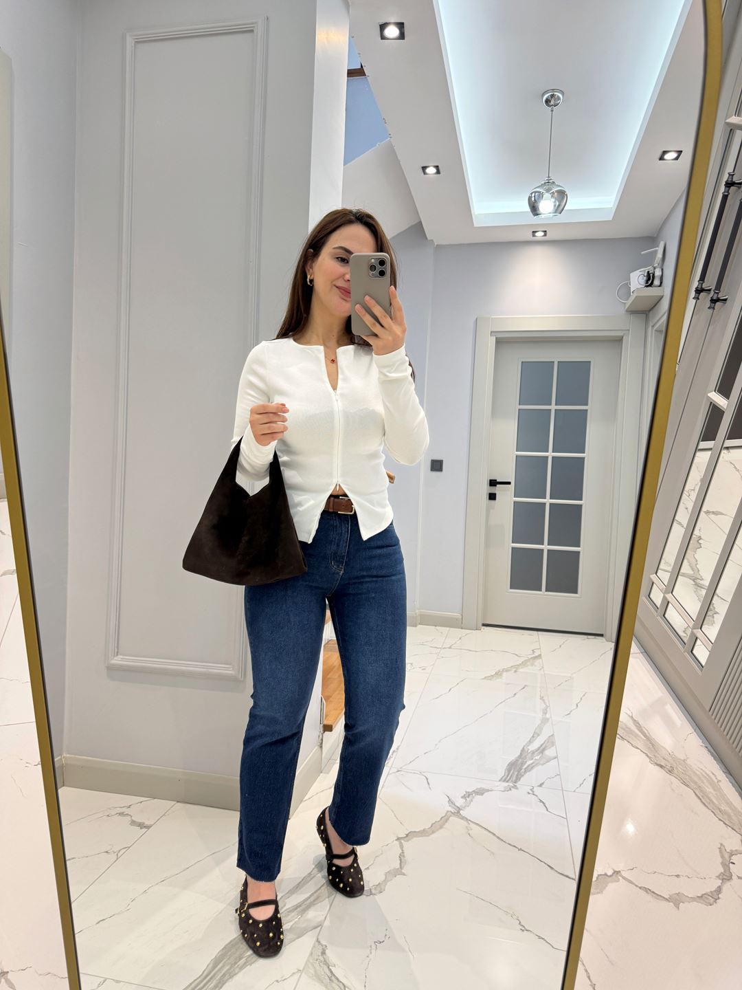 ZR Koyu Mavi Kesik Paça Boyfit Jean