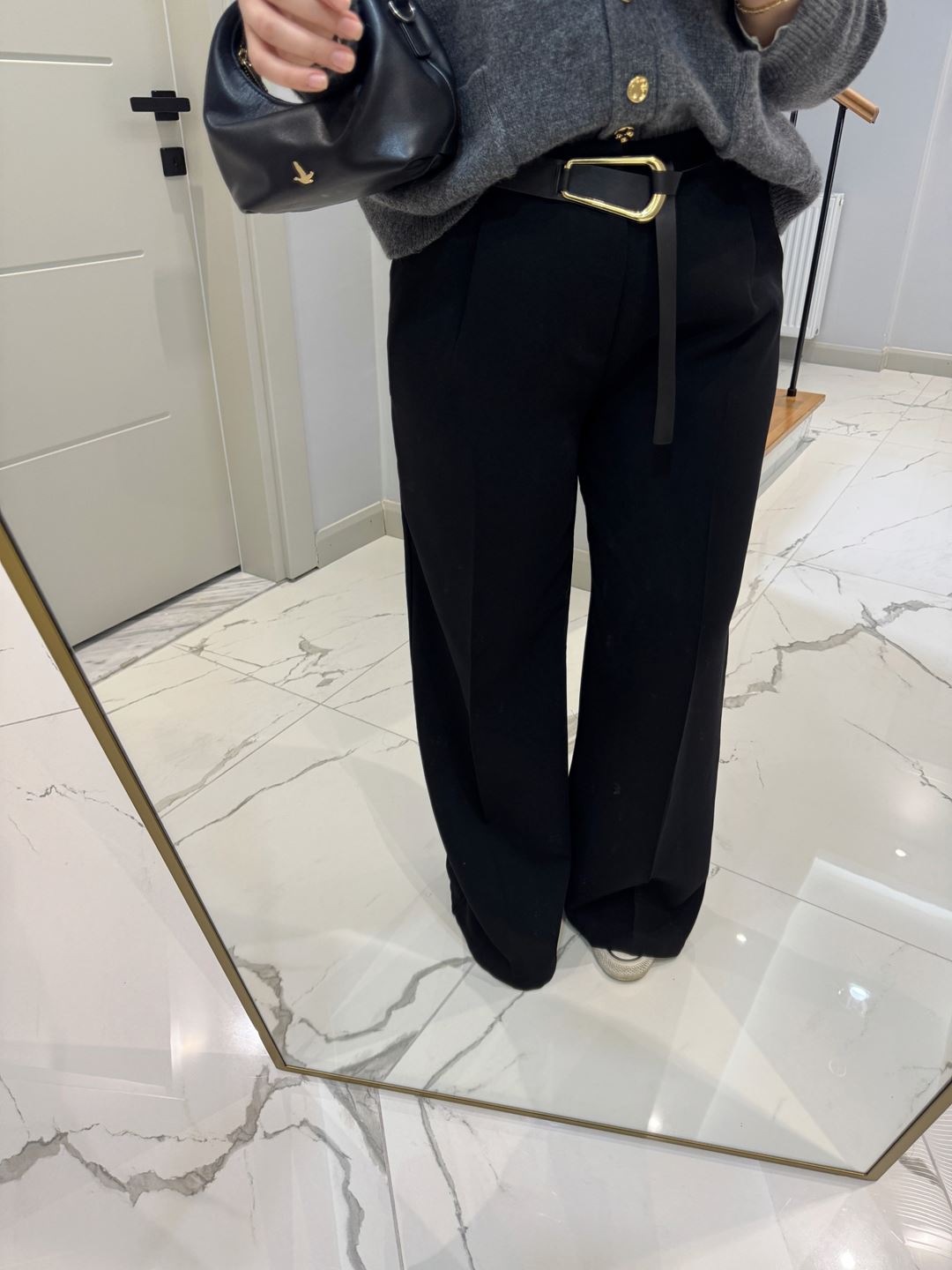 Siyah Kemerli Palazzo Pantolon