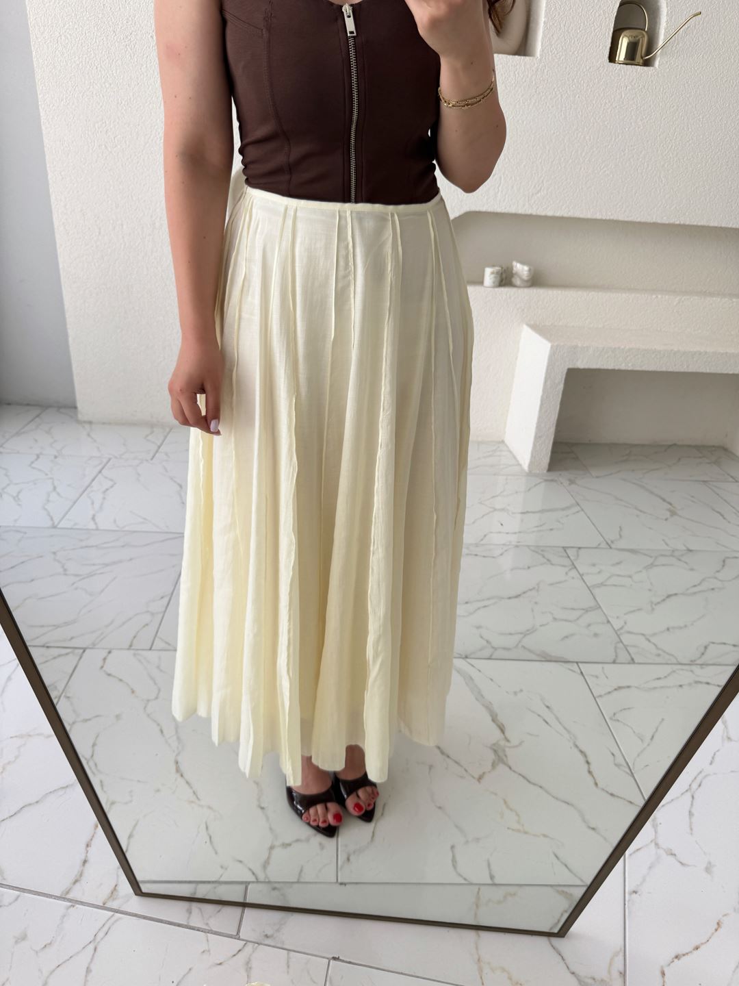 Sarı Astarlı Tensel Etek