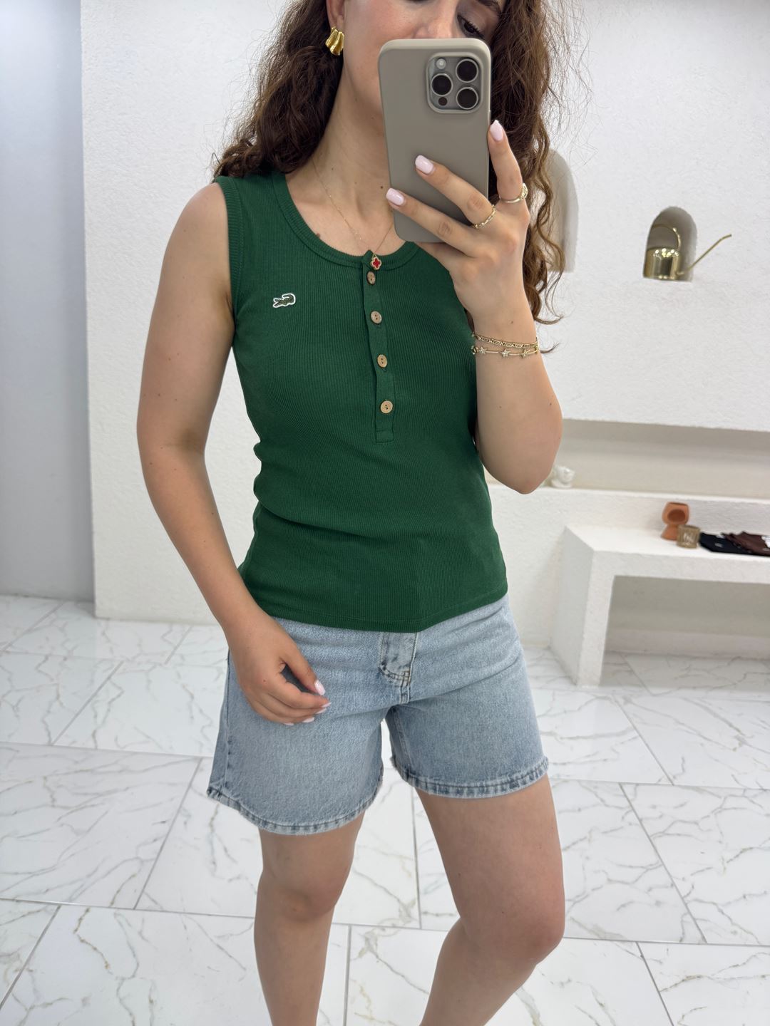 Yeşil Marka Model Fitilli U Yaka Atlet