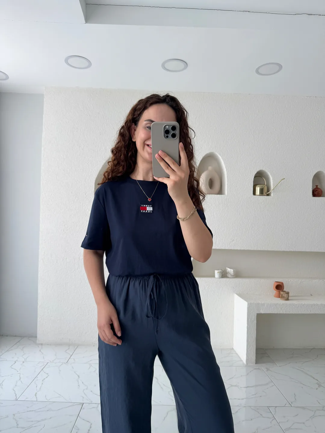 Lacivert Orijinal Marka Önü Baskılı T-Shirt