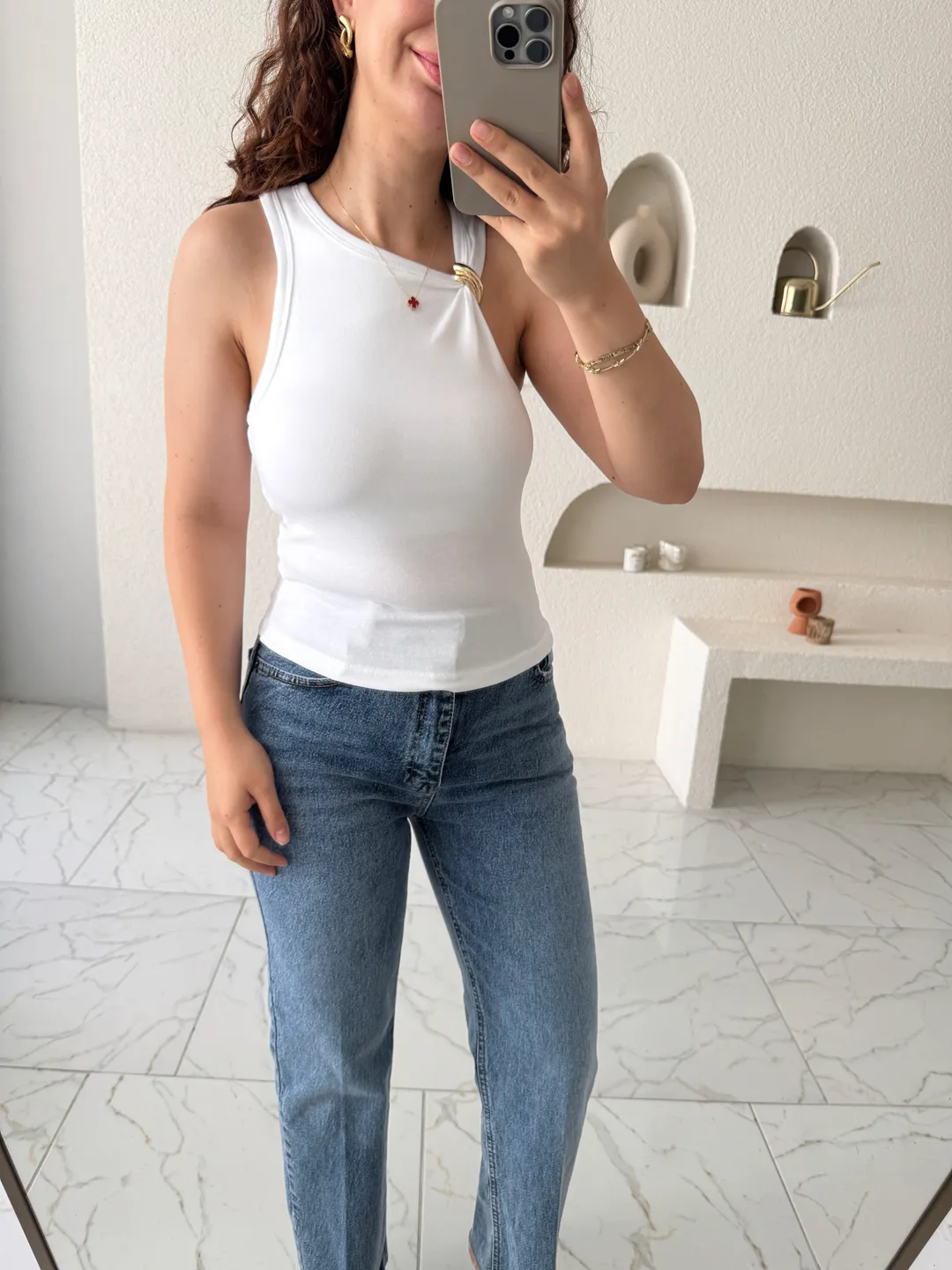 Beyaz Gold Tokalı Bra-Free Atlet