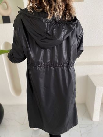 Orijinal Marla Kapüşonlu Siyah Yağmurluk