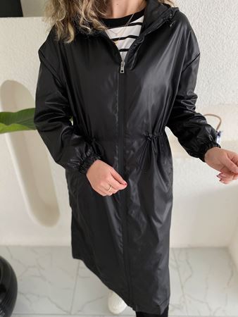 Orijinal Marla Kapüşonlu Siyah Yağmurluk