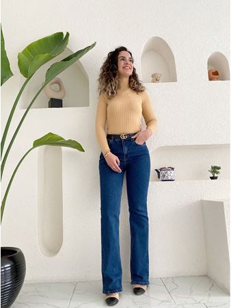 Camel Zara Model Yaka Detaylı Çelik Triko