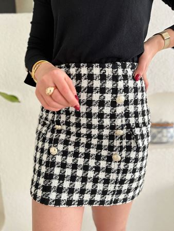 Dilvin Silver Düğme Detaylı Tüvit Etek