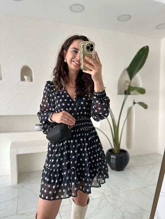 Siyah Puantiyeli Elbise