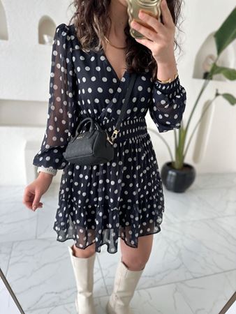 Siyah Puantiyeli Elbise