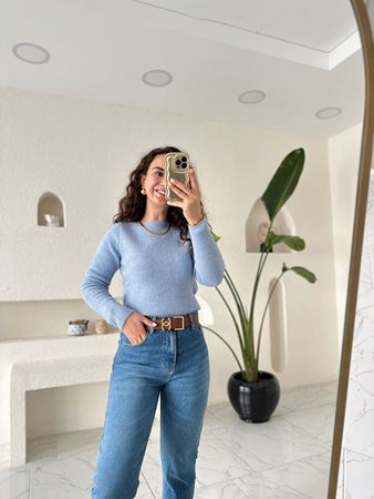 MNG Bebe Mavi Kayık Yaka Triko