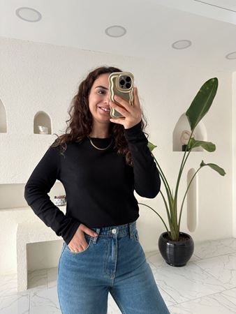 M.D. Siyah Basic Uzun Kol T-shirt