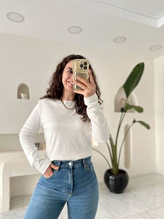 M.D. Beyaz Basic Uzun Kol T-shirt