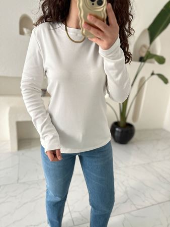 M.D. Beyaz Basic Uzun Kol T-shirt