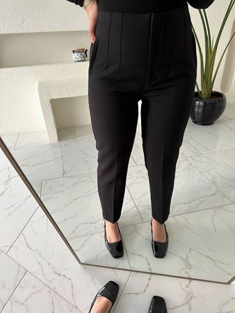 Siyah Önü Flatolu Pantolon