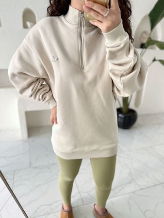BYMN Bej Fermuar Detaylı Şardonlu Sweatshirt