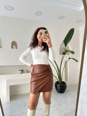 Kahverengi Zarf Model Deri Etek