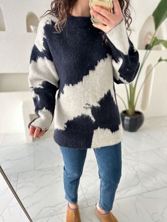 MD Lacivert Batik Desen Çelik Triko Kazak