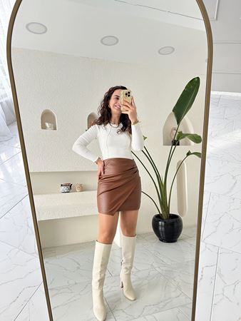 Kahverengi Zarf Model Deri Etek