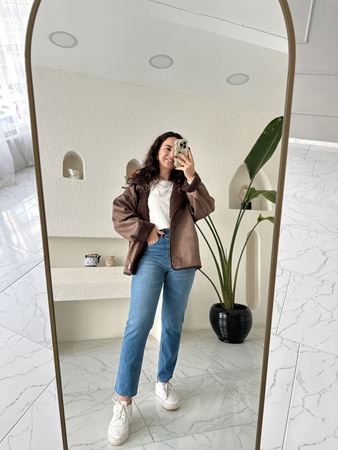 Kahverengi Oversize İçi Kürklü Ceket