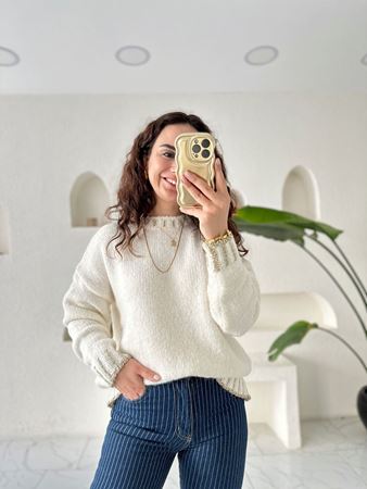 Ekru Gold Detaylı Kazak