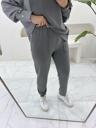 Gri Cep Detaylı Modal Pantolon