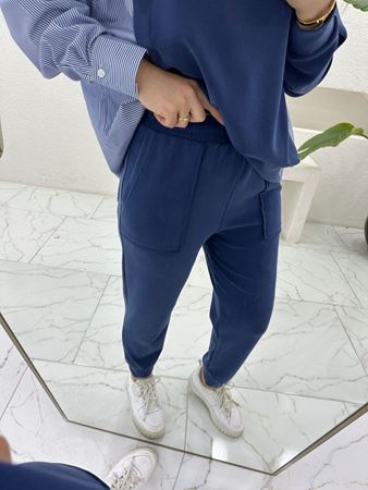 İndigo Cep Detaylı Modal Pantolon