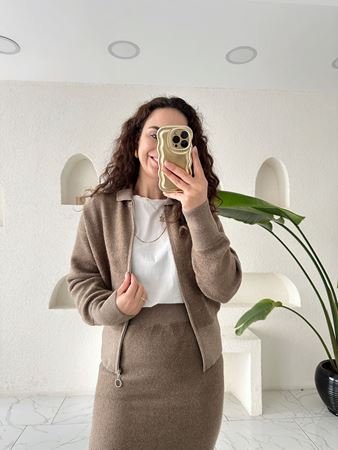 Vizon Fermuarlı Hırka Etek Havlu Takım