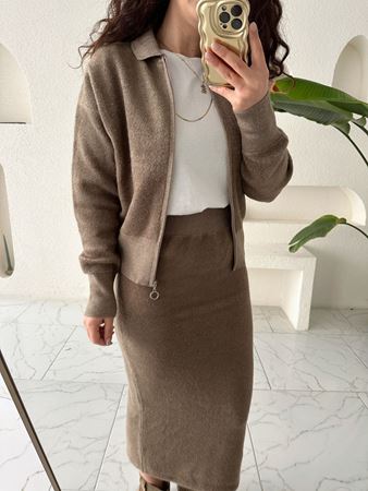 Vizon Fermuarlı Hırka Etek Havlu Takım