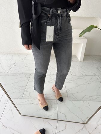 ZR Antrasit Kesik Paça Boyfit Jean