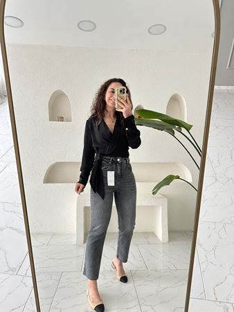 ZR Antrasit Kesik Paça Boyfit Jean