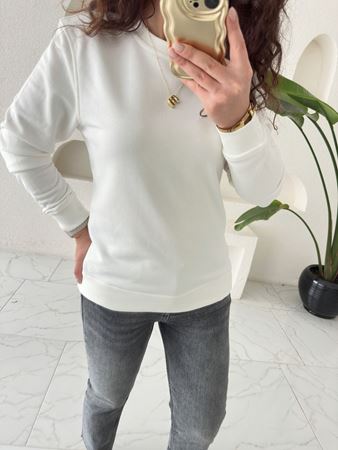 MD Beyaz Şardonsuz Sweatshirt