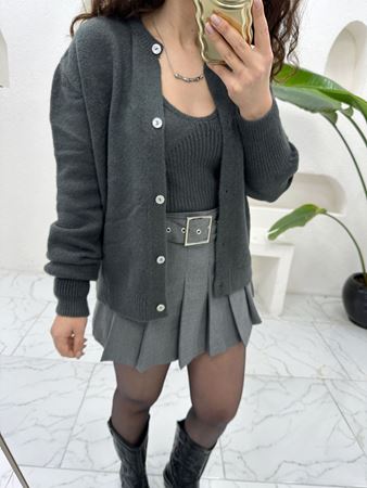 Antrasit Balon Kol Hırka & Atlet Triko Takım