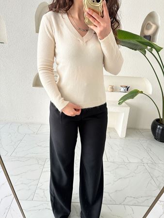 Bej V Yaka Yumuşak Doku Kazak