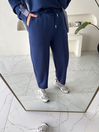 İndigo Önden Dikiş Detaylı modal Kumaş Şalvar Pantolon