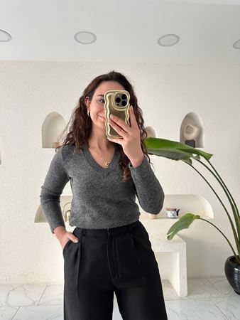 Antrasit V Yaka Yumuşak Doku Kazak