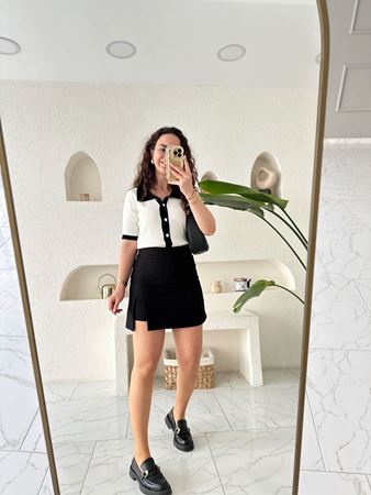 Siyah Yırtmaçlı Şort Etek