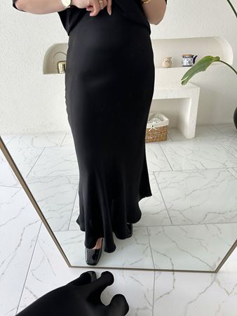 Siyah Maxi Boy Saten Etek