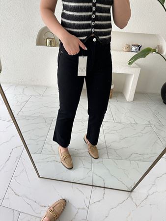 ZR Siyah Kesik Paça Boyfit Jean