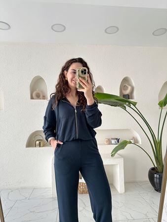 Füme Osyho Model Modal Kumaş Fermuarlı Kapüşonlu Takım