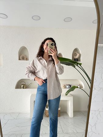 Marka Model Taşlı Çizgili Gömlek