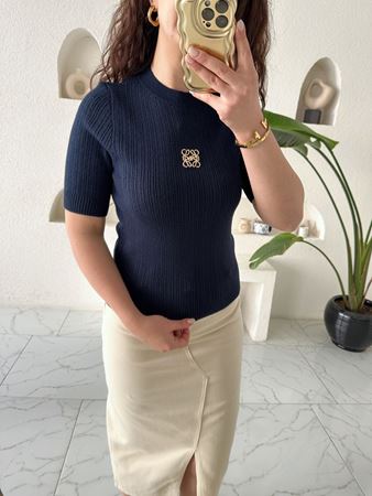 Lacivert Loewe Broşlu Triko Bluz
