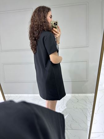 Marka Model Siyah Önü Fermuarlı Elbise