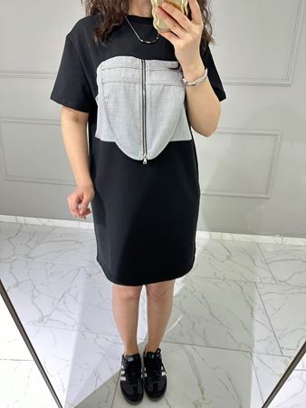 Marka Model Siyah Önü Fermuarlı Elbise