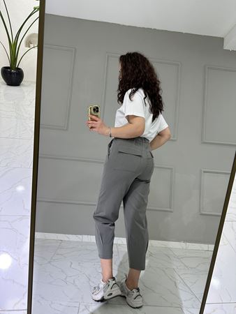 Antrasit Paça Pensli Beli Lastikli Pantolon