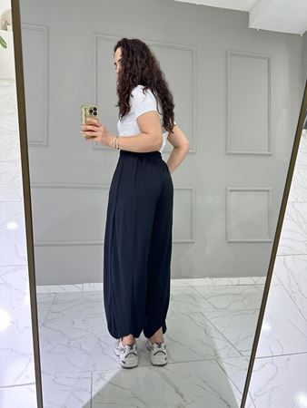 OYS Siyah Beli Lastikli Modal Kumaş Şalvar Pantolon