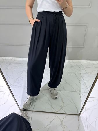 OYS Siyah Beli Lastikli Modal Kumaş Şalvar Pantolon