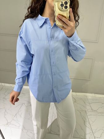 MD Mavi Dikiş Detaylı Gömlek