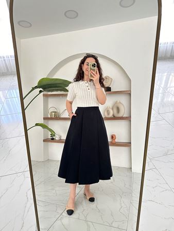 Siyah Kalın Piliseli Çan Etek