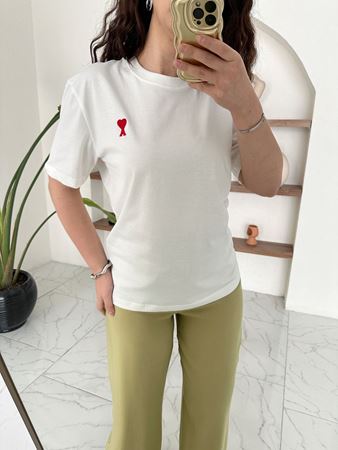 Ami Beyaz Basic T-Shirt